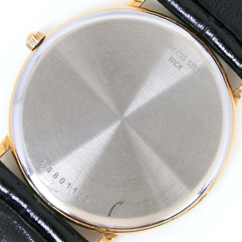 [LONGINES] Longine Presense Stainless Steel x Leather Quartz Analog L display Men's Gold Dial Watch A-Rank