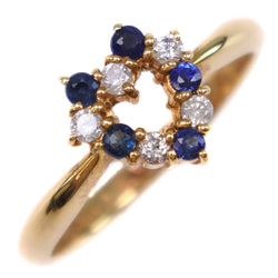No. 8 Ring / Ring K18 Yellow Gold x Sapphire x Diamond S0.15 D0.10 Engraved Ladies SA Rank