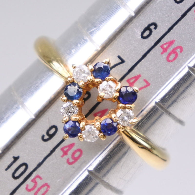 No. 8 Ring / Ring K18 Yellow Gold x Sapphire x Diamond S0.15 D0.10 Engraved Ladies SA Rank