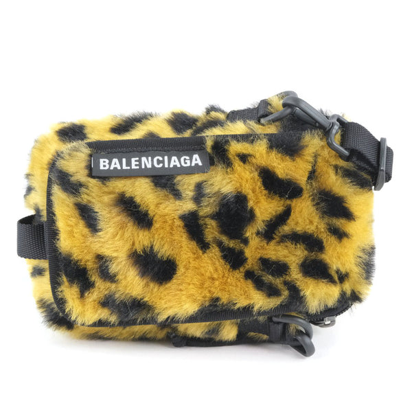 [Balenciaga] Balenciaga Explorer Leopard Pattern Fur 593329 Bolso de hombro Nylon Black Unisex Shoulder Bag S Rank