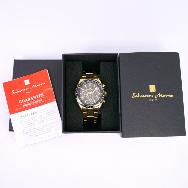 【Salvatore Marra】サルバトーレマーラ
 腕時計
 ステンレススチール ゴールド ソーラー時計 メンズ グレー文字盤 腕時計
A-ランク