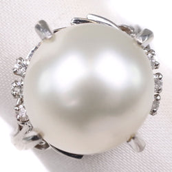 Anillo de diamantes de perla / anillo 12.0 mm Pearl X PT900 Platinum 14.5 0.06 Damas grabadas