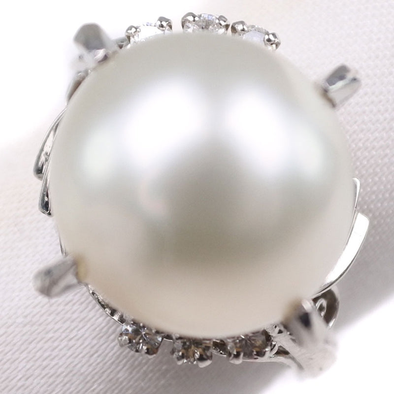 Pearl diamond ring / ring 12.0 mm pearl x PT900 Platinum 14.5 0.06 engraved ladies