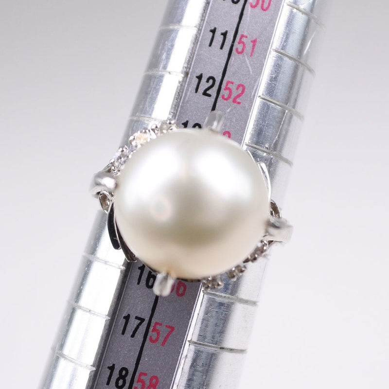 珍珠钻石戒指 /戒指12.0毫米珍珠X PT900白金14.5 0.06雕刻女士