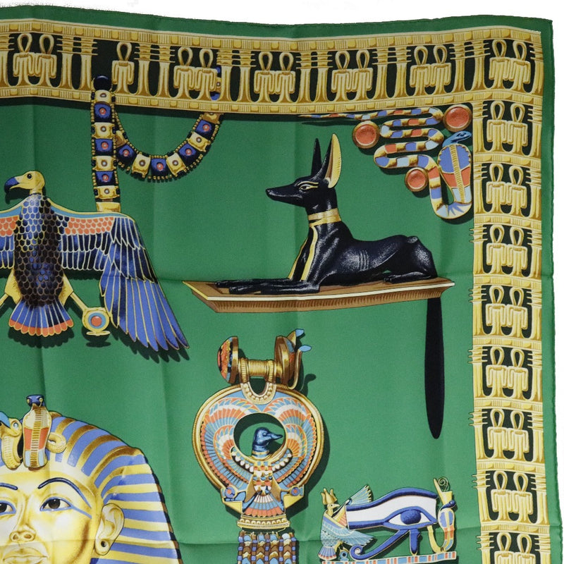 [Hermes] Hermes Care 90 Tutankamun/Tutankamen Silk Green Ladies Buff s Rank