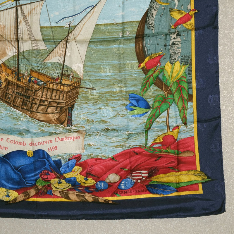 HERMES】エルメス カレ90 Christophe Colomb 帆船 スカーフ シルク