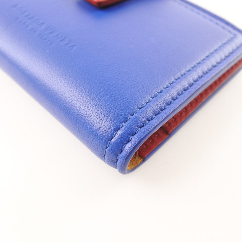 [BOTTEGAVENETA] Bottega Veneta Bicolor Ram Skin Blue Unisex Card Case A+Rank