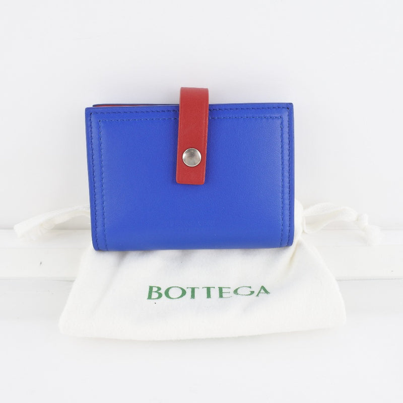 [BOTTEGAVENETA] Bottega Veneta Bicolor Ram Skin Blue Unisex Card Case A+Rank