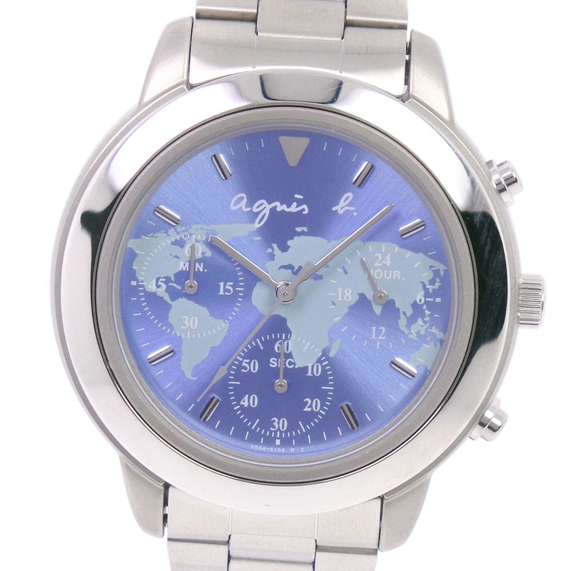 【agnes b.】アニエスベー
 V654-6100 FANN011 腕時計
 ステンレススチール クオーツ クロノグラフ ユニセックス 青文字盤 腕時計
Aランク
