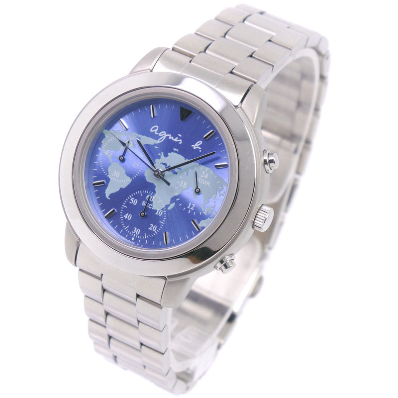 【agnes b.】アニエスベー
 V654-6100 FANN011 腕時計
 ステンレススチール クオーツ クロノグラフ ユニセックス 青文字盤 腕時計
Aランク