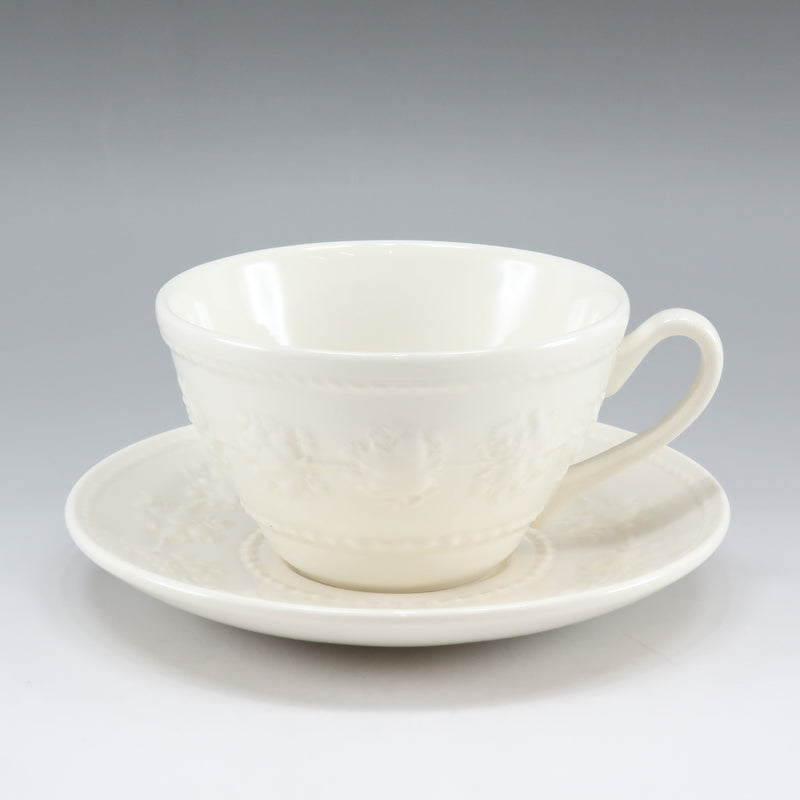 [Wedgwood] Wedge Wood Festival Taza de té de marfil y platillo x 2 Porcelana _ Cantidad de vajilla S Rank