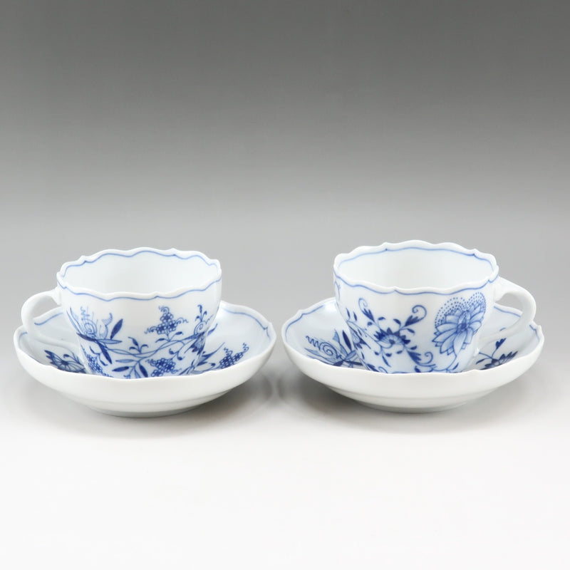 [Meissen] Meissen Blue Onion Cup & Saucer × 2 800101/00582 _ Vigera un rango