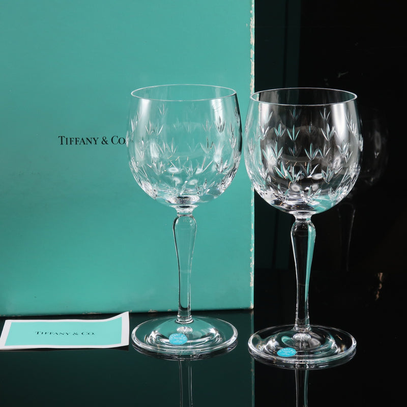 【TIFFANY&Co.】ティファニー
 フローレット ワイングラス×2 クリスタル _ 食器
Sランク