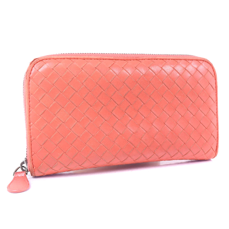 [BOTTEGAVENETA] Bottega Veneta 
 Round zipper long wallet 
 Intrecchart Lambskin Red/Pink Fastener ZIP AROUND Ladies