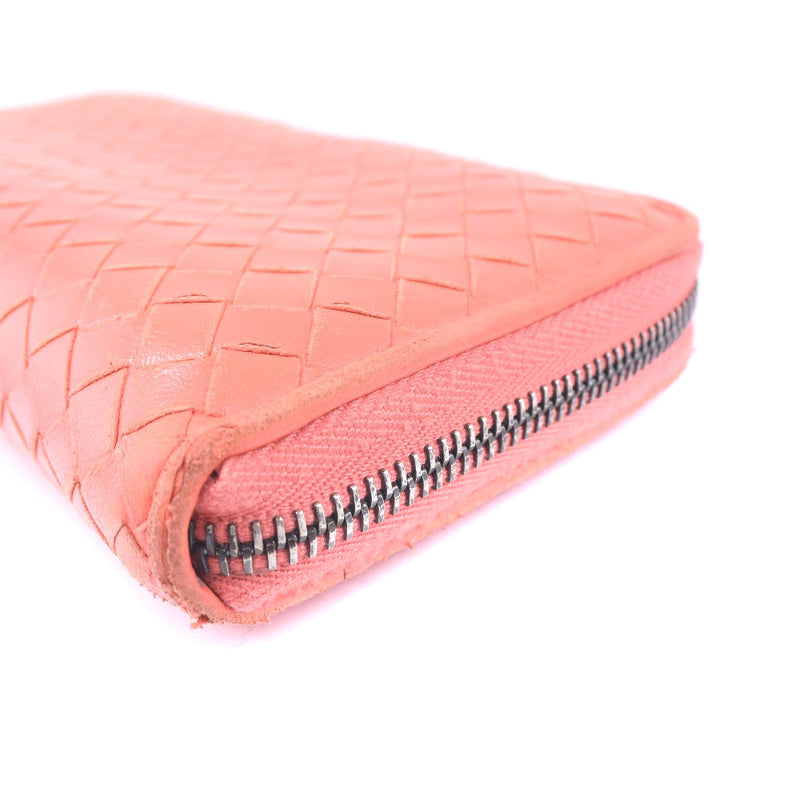 [Bottegaveneta] Bottega Veneta 
 둥근 지퍼 긴 지갑 
 내내 램 스킨 레드/핑크 패스너 지퍼 주변
