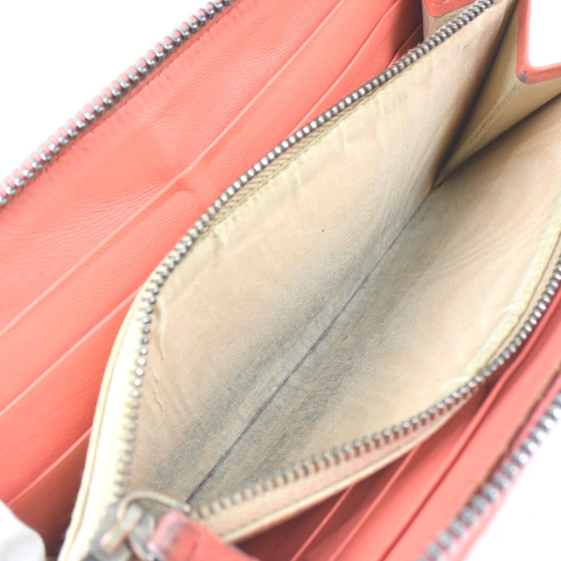 [BOTTEGAVENETA] Bottega Veneta 
 Round zipper long wallet 
 Intrecchart Lambskin Red/Pink Fastener ZIP AROUND Ladies