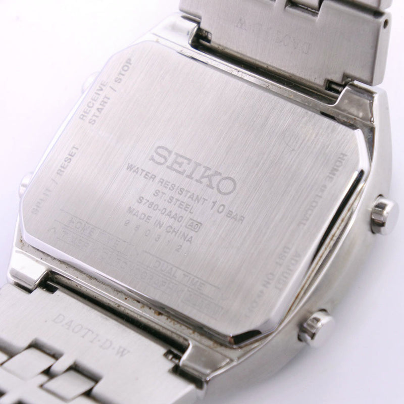 [Seiko] Seiko Radiowave S760-0AA0 Mira de acero inoxidable Reloj de radio Solar Digital L Men Black Dial Watch A-Rank