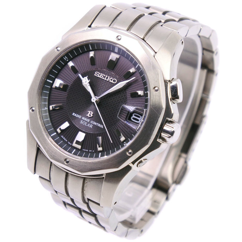 [Seiko] Seiko Radio WAVE 7B22-0AC0 Watch Titan Solar Radio Clock Men's Gray Dial Watch