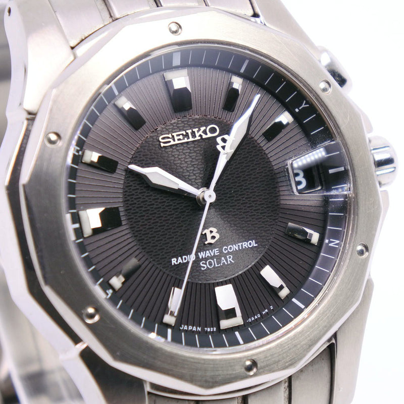 【SEIKO】セイコー
 RADIO WAVE 7B22-0AC0 腕時計
 チタン ソーラー電波時計 メンズ グレー文字盤 腕時計
