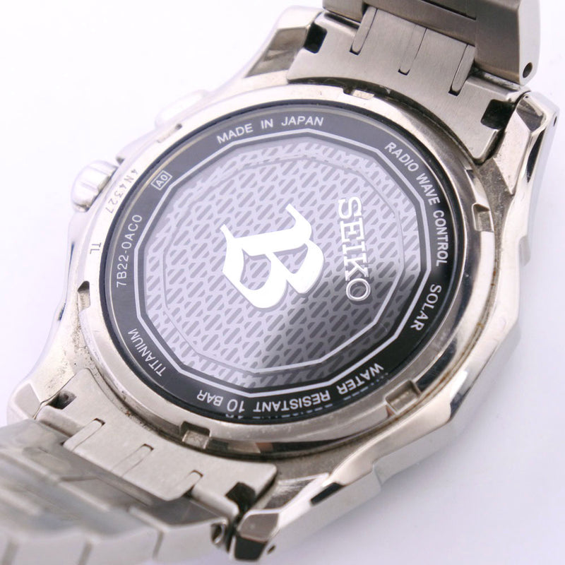 [Seiko] Seiko Radio WAVE 7B22-0AC0 Watch Titan Solar Radio Clock Men's Gray Dial Watch
