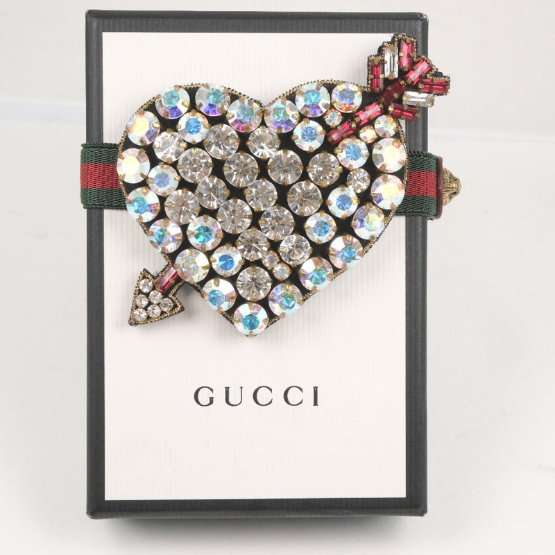 [Gucci] Gucci刺穿心脏Bijublestlet Leather X Rhinestone Ladies手镯A+等级