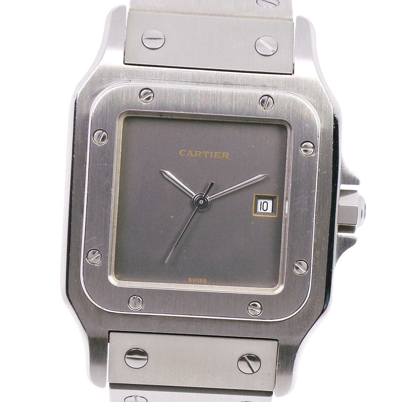 【CARTIER】カルティエ
 サントスガルベMM 腕時計
 ステンレススチール 自動巻き ボーイズ グレー文字盤 腕時計