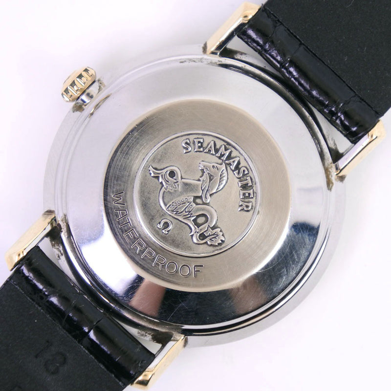 [Omega] Omega Sea Master Devil/Devil Watch Antique Watch de acero inoxidable x Reloj de dial de plata automático de cuero de cuero de cuero