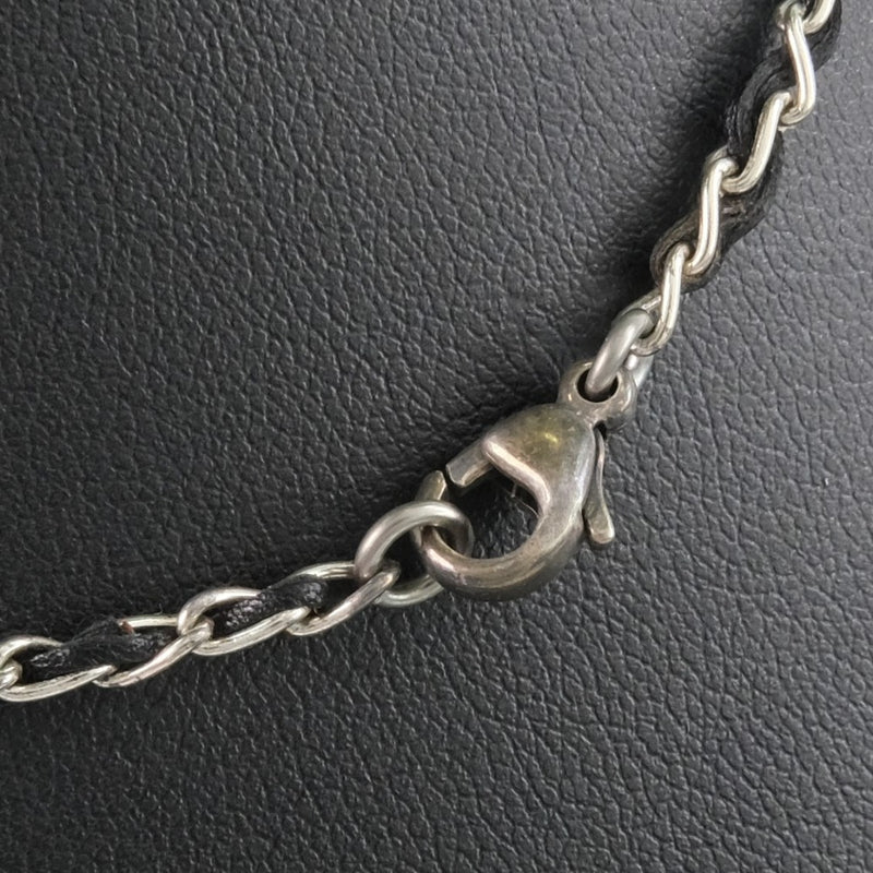 [香奈儿]香奈儿图标链项链皮革银96p雕刻女士项链A级