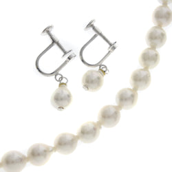 Pearl necklace earrings 2-piece set 6.5-7.0mm Pearl x Silver PEARL Ladies A-Rank