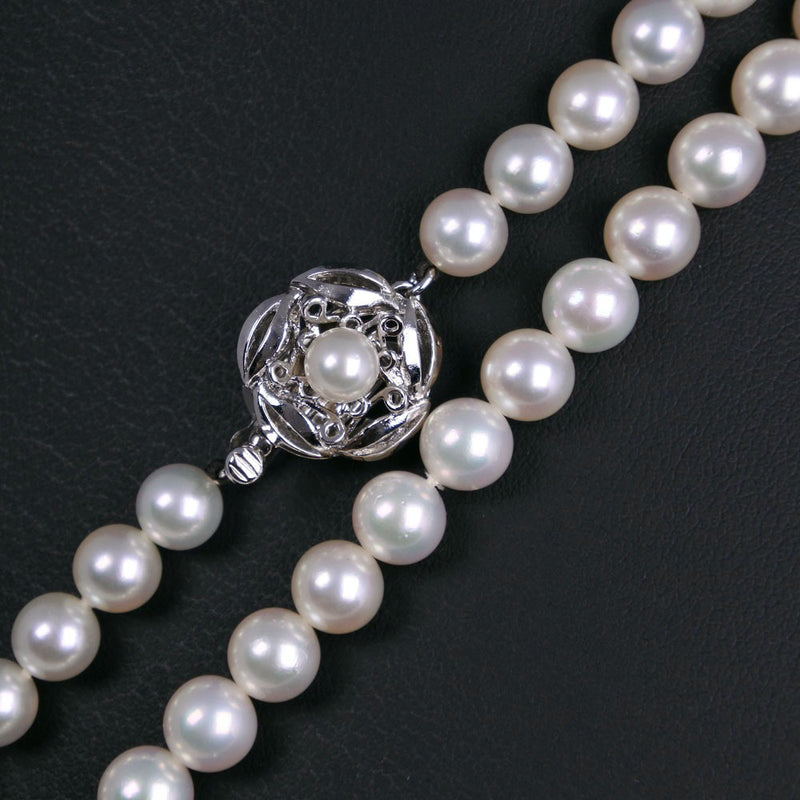 真珠 ロング6.5～6.9mm パール×シルバー レディース ネックレス A