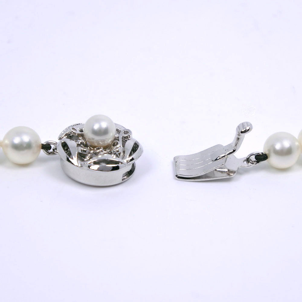真珠 ロング6.5～6.9mm パール×シルバー レディース ネックレス A
