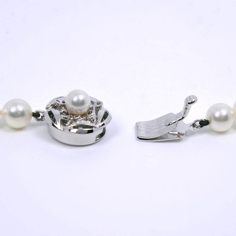 真珠 ロング6.5～6.9mm パール×シルバー レディース ネックレス A