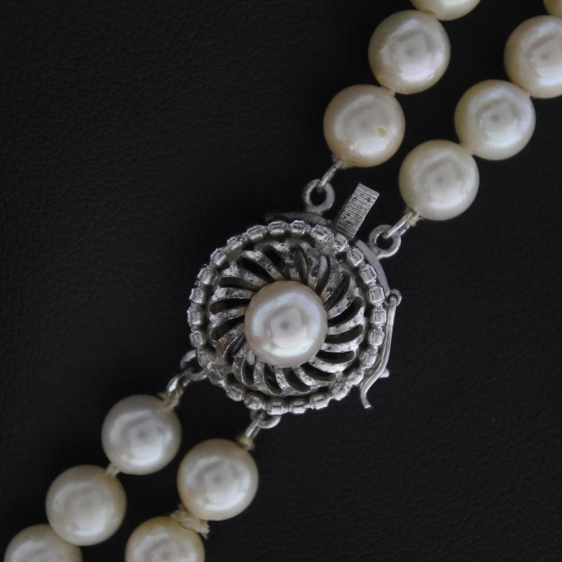 Pearls 2 6mm Pearl x Silver Ladies Necklace A Rank
