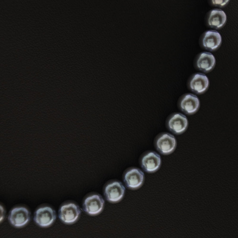 Perle 6,5-7,0 mm Pearl x Silver Blue Ladies Collier A RANG
