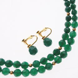 Earring set 5.5-8.0mm Silver x Green Stone Ladies Necklace A-Rank
