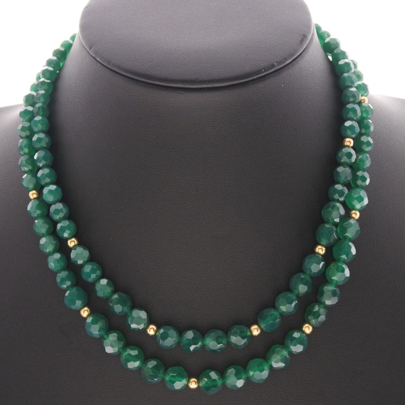 Earring set 5.5-8.0mm Silver x Green Stone Ladies Necklace A-Rank