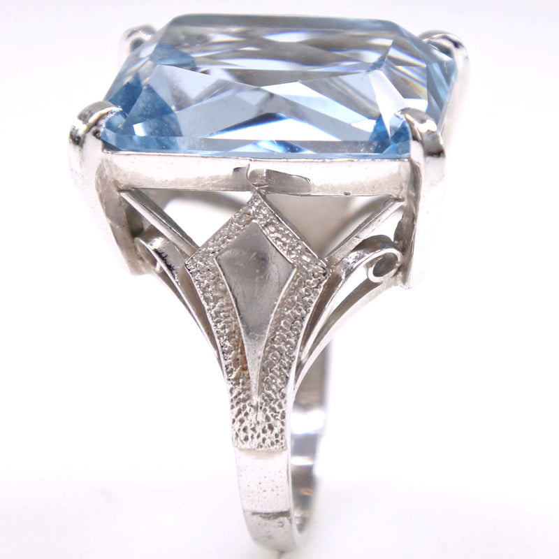Ring / Ring K14 White Gold x Aquamarine No. 8.5 Blue Ladies