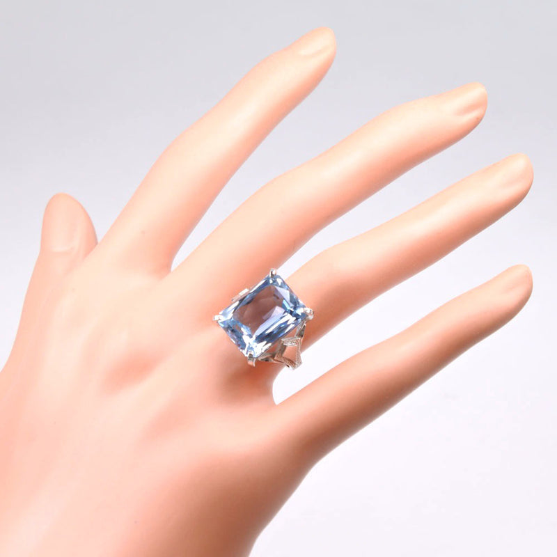 Ring / Ring K14 White Gold x Aquamarine No. 8.5 Blue Ladies