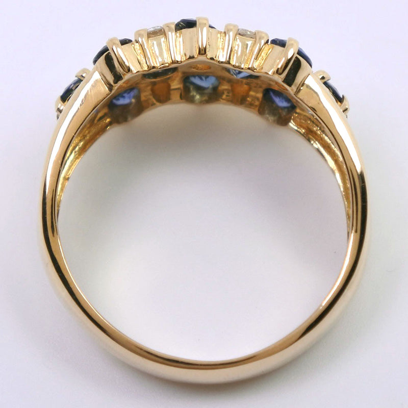 第14号戒指/戒指K18黄金X Sapphire X Diamond 2.20/0.22女士A级