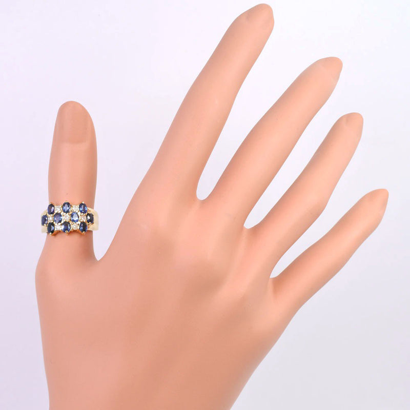 第14号戒指/戒指K18黄金X Sapphire X Diamond 2.20/0.22女士A级
