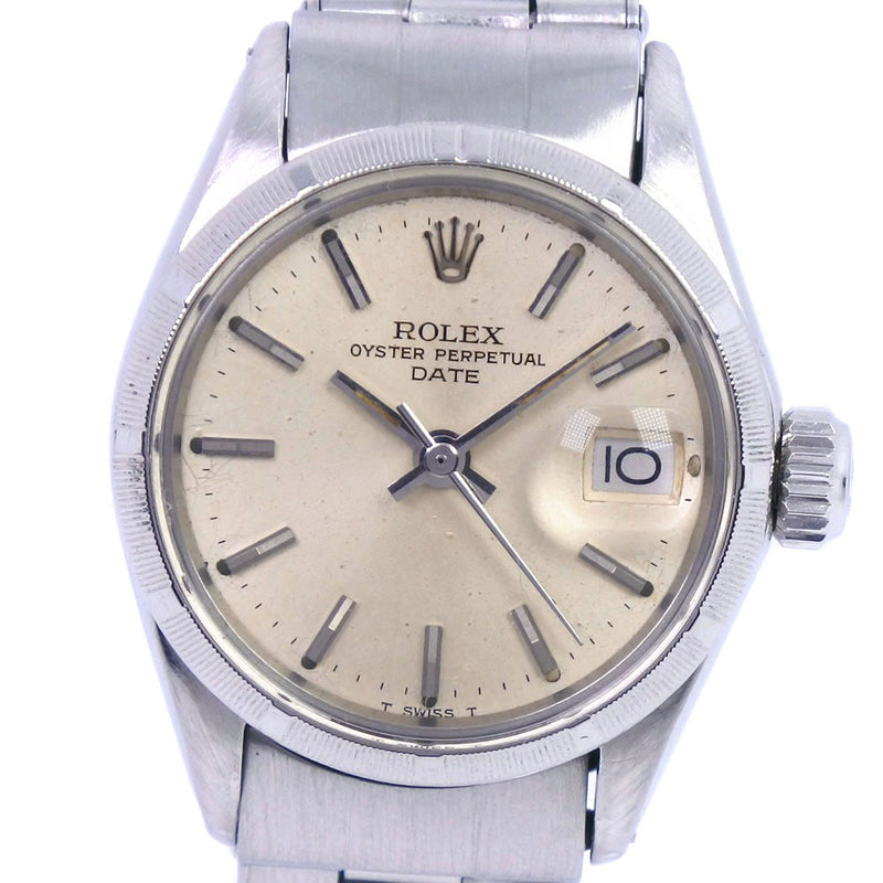 【ROLEX】ロレックス
 オイスターパーペチュアル デイト 6519 腕時計
 ステンレススチール 自動巻き レディース ゴールド文字盤 腕時計