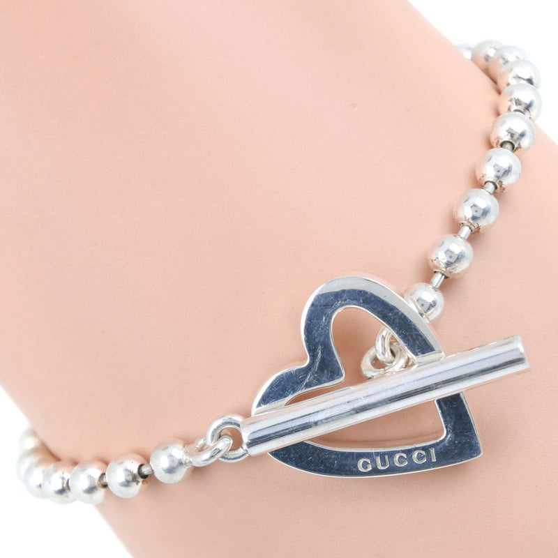 [Gucci] Gucci Ball Chain Heart Bracelet Plata 925 Pulsera de damas de plata
