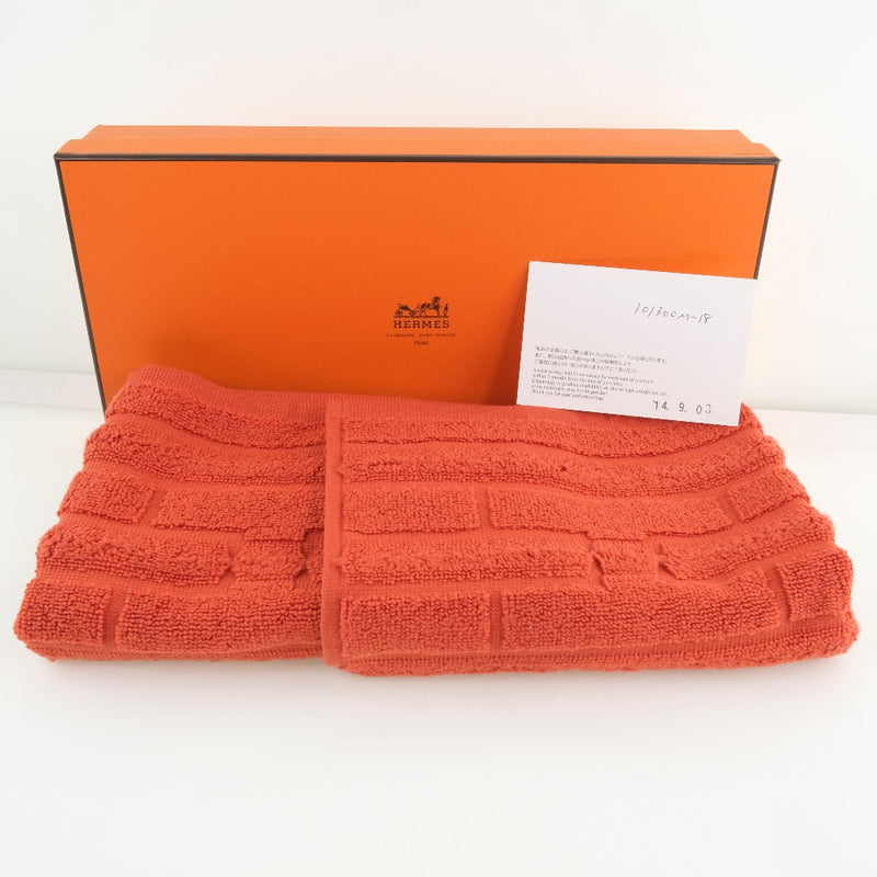 [HERMES] Hermes 101300m-18 towel cotton orange unisex towel S rank