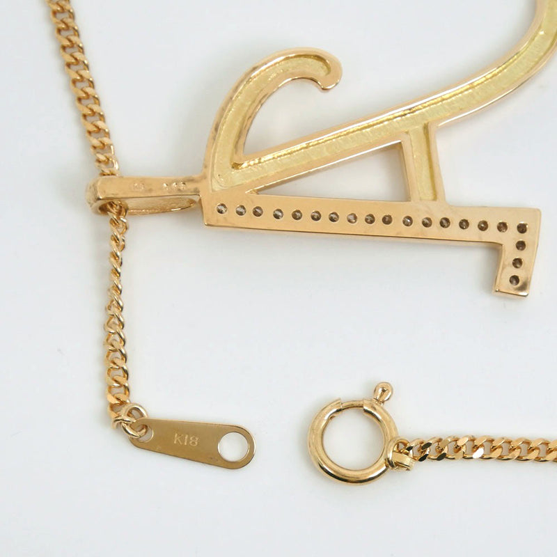 Initial "A" Necklace K18 Yellow Gold x Diamond Gold Unisex Necklace