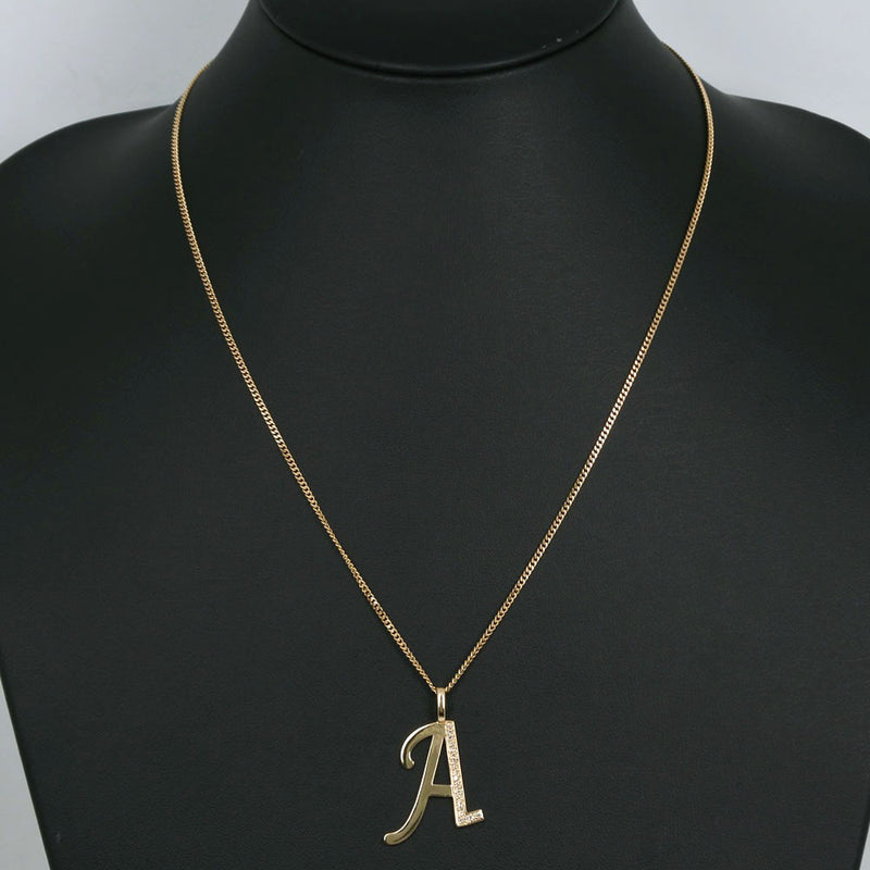 Initial "A" Necklace K18 Yellow Gold x Diamond Gold Unisex Necklace