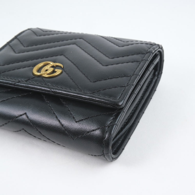 Gucci Black GG Marmont Tri-Fold Wallet, Leather