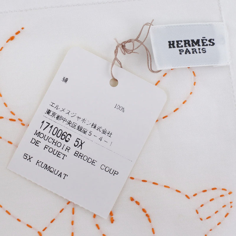 【HERMES】エルメス
 171006G 5X ハンカチ
 コットン 白 レディース ハンカチ
Sランク