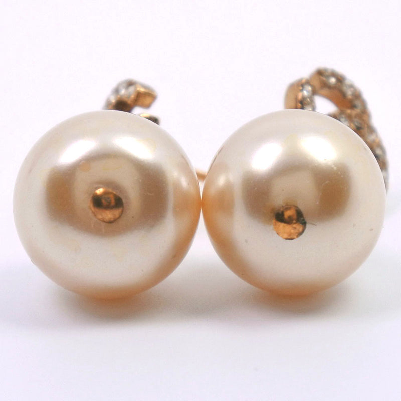 Chanel Vintage Fake Pearl Stone Coco Mark 01P Gold Earrings Accessories