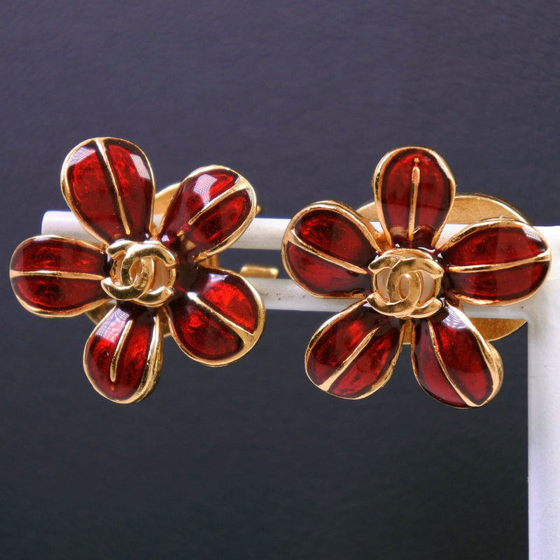 [CHANEL] Chanel Flower Motif Coco Mark Reversible Seven Treasure Piercing Gold 03P engraved Ladies Pierce A Rank