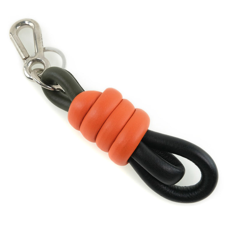 [Loewe] Loebe Tricolor Knot Charm Leather Orange/Black Ladies Charm a Rank